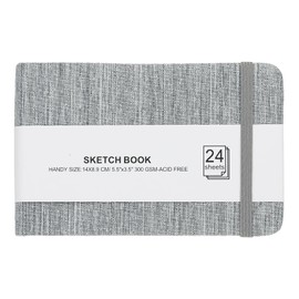 PATIKIL 5.5x3.5" Watercolor Sketchbook, 24 Sheet 300GSM/203lb Watercolor Paper Sketchbooks Acid Free Watercolor Journal Hardcover Artists Paper Pads for Painting, Dark Gray