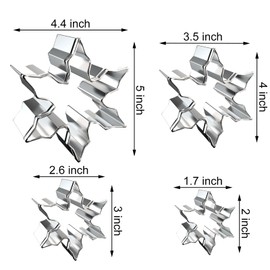 Snowflake Cookie Cutter Set - 5 inch, 4 inch, 3 inch, 2 inch - 4 Piece Christmas Winter Snowflake Cookie Cutters Shapes Molds - Stainless Steel