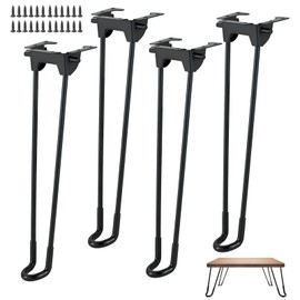 4Pcs Folding Hairpin Legs, 20 Inch Foldable Hairpin Furniture Coffee Table Legs, Metal Home DIY Projects Heavy Duty Table Legs for Coffee Table Desk Bench Chair with Rubber Floor Black(Height 510 mm)