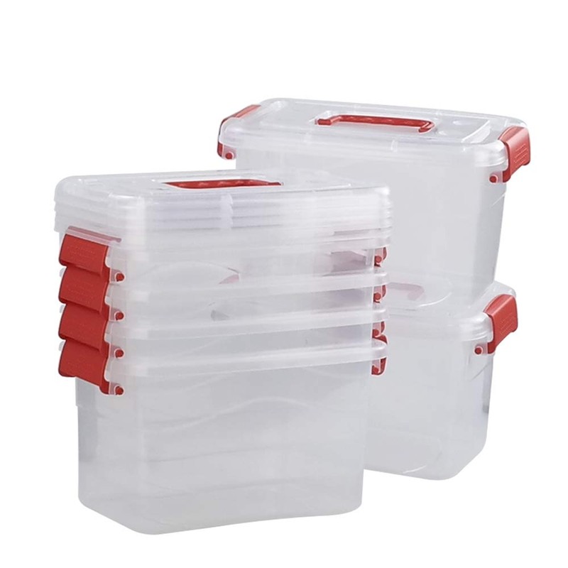 Doryh 5 L Plastic Storage Bin with Lid, Clear Transparent