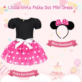 HenzWorld Baby Girls Tutu Skirt Toddler Polka Dot Princess Dress Children's Day Birthday Fancy Dress Up Rose Outfits 2-3T