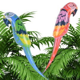 VYNYJOAN 2Pcs Inflatable Parrots 39” Tall PVC Parrot Balloons Home Party Decorations Costume Accessory Inflatable Bird Luau Tropical Theme Party Decor