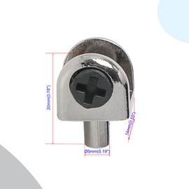 Aopin Glass Shelf Bracket with Dowel Pin, Adjustable Glass Clips Glass Clamp Brackets, Polished Finish Zinc Alloy, for 5-8 mm / 0.19-0.3 inch Thickness Wooden/Acrylic/Glass Shelf, Silver, 10 PCS