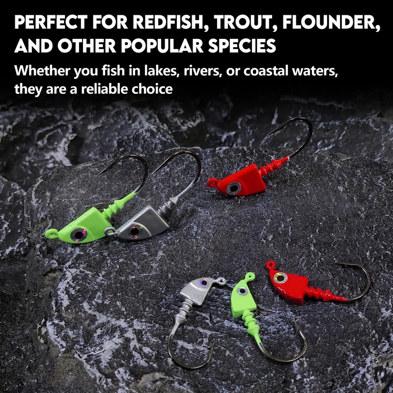 Eupheng Saltwater Jig Heads Pack of 15, Super Sharp Black
