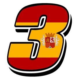 Biomar Labs® 1 x Vinyl Spain Flag Sticker Spanian National Auto Moto Motocross Motosport Start Racing Number 3 Rally Race Car Bike Motorcycle Tuning N 283Z