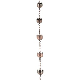 Arcadia Garden Products RC04 Rain Chain, Bronze Metal with Brushed Copper-Lotus Blossom