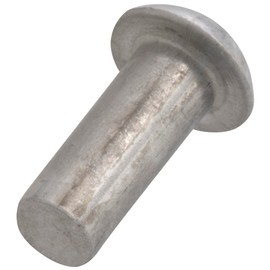 AERZETIX - C62027 - Set of 20 aluminium rivets diameter 4 x 10 mm with semi-circular curved head - full/impact rivets - DIN 660 - silver - non-removable connection leather sheet riveting machine