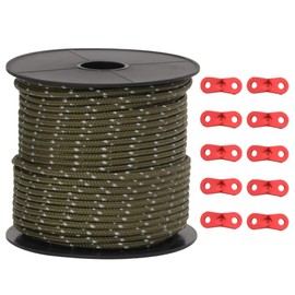 vidaXL Tent Lead, Tent Cord with Rope Tensioners, Guy Rope, Reflective for Tent Camping, Guy Rope, Camping Rope, Polypropylene, 50 m, 4 mm