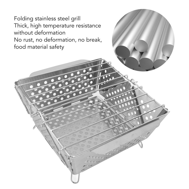 Foldable Portable Charcoal BBQ Grill Stainless Steel Folding Barbecue Grill