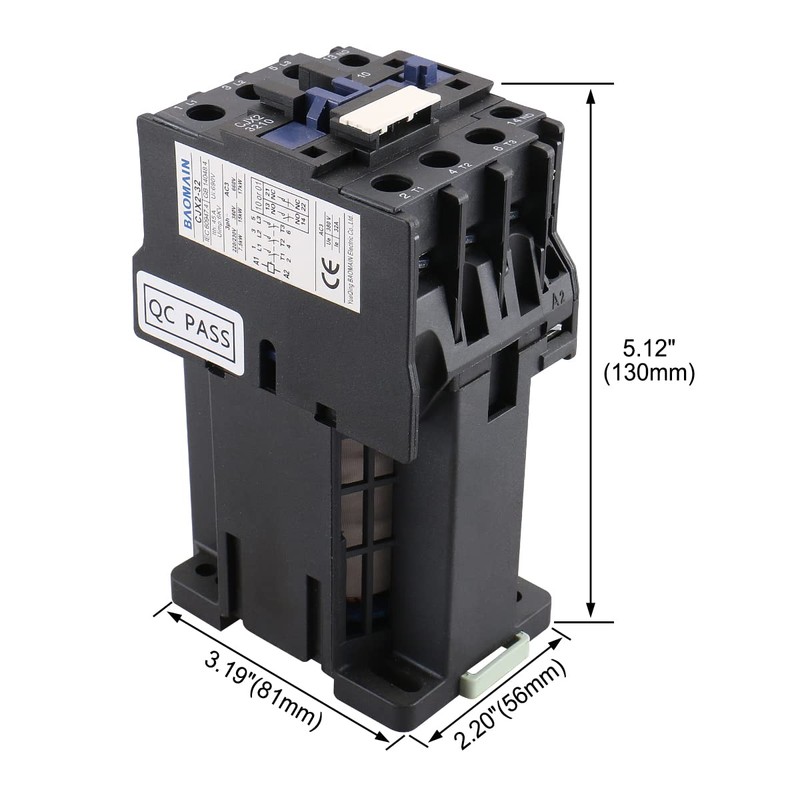 Baomain 3-Pole DC Contactor CJX2-3210 – 24VDC Coil, 3NO+1NO Auxiliary,