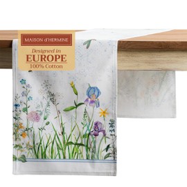 Maison d' Hermine Tablerunner 100% Cotton Table Runner Decorative Table Covers, Dining, Home, Wedding, Banquet, Buffet, Fleurs De Mai (Double Layer) - Spring/Summer (14.50"x72")