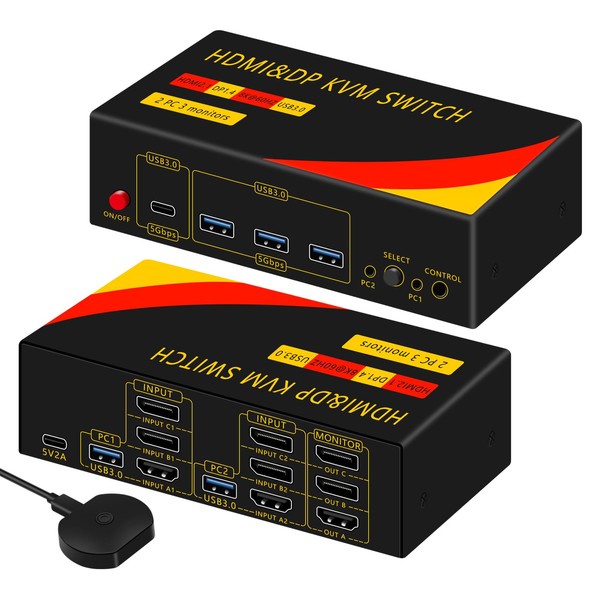 2*DP+1*HDMI KVM Switches 3 Monitors KVM Switch 2 Monitors 2