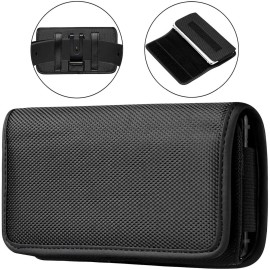 HD Accessory Ballistic Nylon Horizontal Pouch with Metal Clip (6.5 inch & Above Screen S
