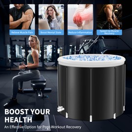 Cold Plunge Tub - Extra Large 126 Gallons Ice Bath Tub - Portable Ice Plunge Tub for Cold Water Therapy Recovery - Keep Cool Ice bath Barrel with Cover and Carry Bag