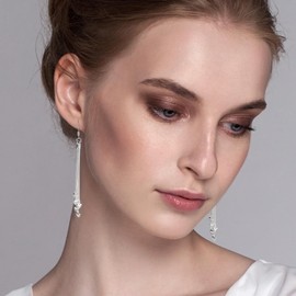 Watforsh 925 Sterling Silver Heart Earrings for Women Chain Tassel Earrings Chandelier Long Dangling for Love Jewelry