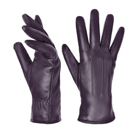 Harssidanzar Womens Leather Gloves Winter Warm Cashmere Lining Touchscreen Texting Warm Driving Lambskin Leather Gloves GL017,Purple,Size S