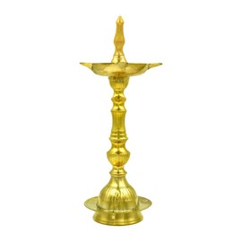 Shubhkart Nitya Brass 12 inch Ventakesaya Dhanalaxmi Kerala Samai Oil Lamp for Puja, Large