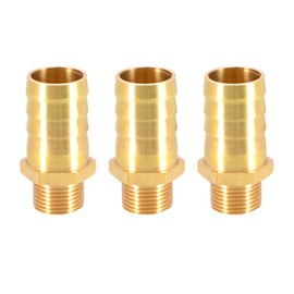 TopHomer Brass Barbed Connector 19mm to 3/8" Male BSP Threaded Pipe Adapter (Pack of 3)