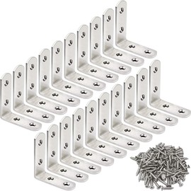 20 Pack L Bracket Corner Braces 2 Inch Stainless Steel Heavy Duty Shelf Bracket for Wood Shelves, Wall Hanging Support 90 Degree Joint Right Angle Brackets with Screws