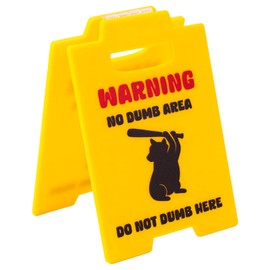 Funny Warning Caution Sign, 5.1x4in Acrylic Do Not Dumb Here Sign Mini Humorous Desk Decor Gadgets Accessories for Office Coworkers Boss Birthday & Christmas (Yellow)
