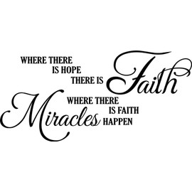Newclew Where There is Hope There is Faith, Where There is Faith, Miracles Happen Removable Wall Art Sayings Sticker Décor Decal Prayer Church Jesus Pray (46'' x 22'')