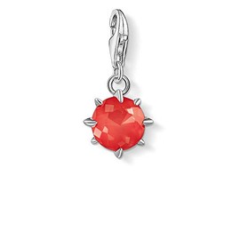 Thomas Sabo 925 Sterling Silver Birthstone Charm, Silver, White, Red, Silver