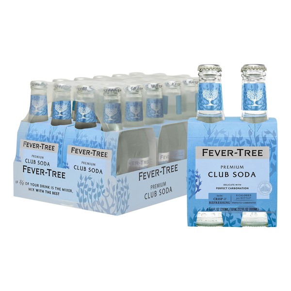 Fever Tree Club Soda - Premium Quality Mixer - Refreshing Beverage for Cocktails & Mocktails. Naturally Sourced Ingredients, No Artificial Sweeteners or Colors - 200 ML Bottles - Pack of 24