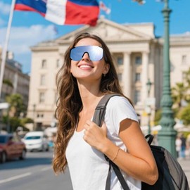 Cycling Sunglasses for Men and Women, Lightweight Mirrored Sports Glasses UV400 Protection, Eyewear for Running Hiking Beach (Black-1PCS)