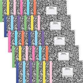 Fainne 30 Pack Composition Notebooks Half Size 4-7/8 x 7-1/2 Inches Wide Ruled Half Page Composition Notebook for Journal School Classroom Supplies 40 Sheet (Multicolor Spine,Snowflake Style)