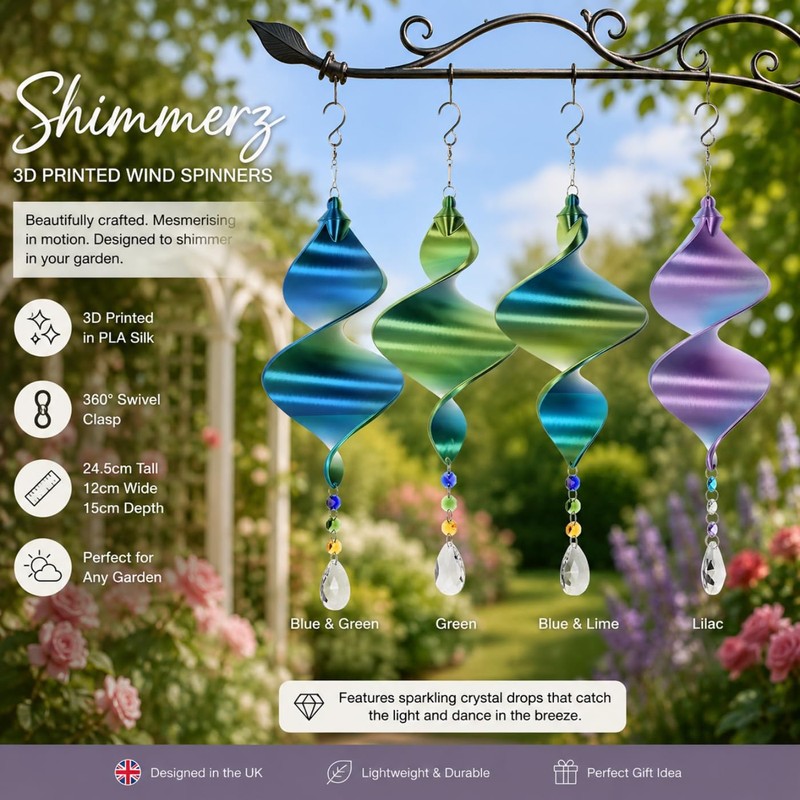 Shimmerz Cyclone Small Green Wind Spinner Hanging Garden Ornament Crystal