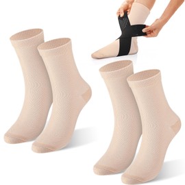 Geyoga 2 Pairs Ankle Brace Undersleeve Liner Mild Ankle Compression Sleeve Ankle Support, Foot Wrap Chaffing Protection, Skin Color
