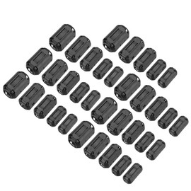 sourcing map 35Pcs 5 Sizes Clip-on Ferrite Ring Core, Ferrite Beads EMI RFI Noise Cable Clip for 3.5mm/5mm/7mm/9mm/13mm Diameter Cable, Black