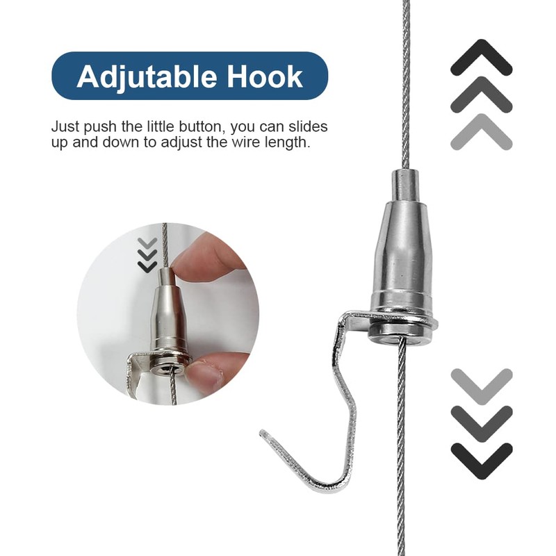 Adjustable Picture Hanging Wire Kit, 4.9ft (1.5m) Picture Rail Hanging