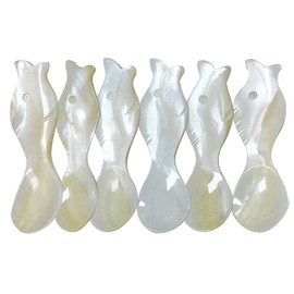 DUEBEL Sturgeon Shape Caviar Spoon, 8 cm x 2.5 cm Mother of Pearl Egg Spoon, Set of 6