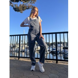 Onedreamer - Overol de pana para mujer, con tirantes ajustables, con tirantes ajustables, con pana y bolsillos, marino, L