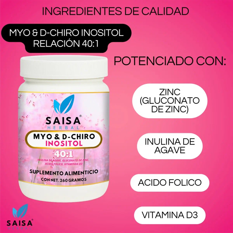 Myo Chiro Inositol Suplemento Alimenticio Potenciado Inulina Agave Zinc Ácido