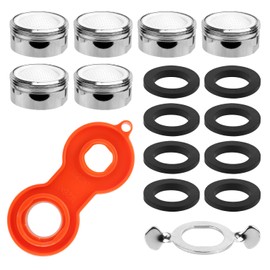 6pcs Faucet Aerator, Faucet Aerator Adapter Kitchen Sink Aerator Adaptor Replacement with Gasket and Wrench 15/16 Inch 24mm External Thread Aerator Faucet Tap Water Filter for Kitchen Bathroom