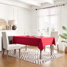 Veblandy Table Cloth Rectangle Waterproof Spill-Proof Wrinkle-Free Tablecloth Washable, Kitchen Dining Tabletop Decoration, Fabric Table Cover for Indoor and Outdoor Use, 60 x 102 Inch, Red