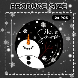 AimFun Christmas Party Plates Let It Snow Disposable Paper Plates Snowman Snowflakes Dinner Desser Plates Xmas Holiday Festive Tableware for Winter Christmas Birthday Party Supplie (24, 7Inch)