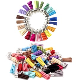 MSCFTFB 100 Pieces 1.5inch Mini Tassels Faux Suede Mala Tassel Kit for Earring Necklace Jewelry Making Garland Keychain Charms DIY Crafts (Assorted)