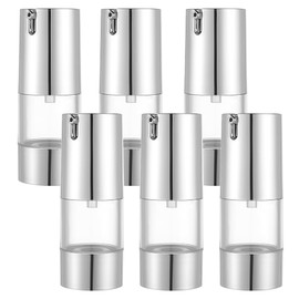 BENECREAT Pack of 6 Airless Makeup Cream Pump Bottle, 15 ml Refillable Silver Vacuum Makeup Bottle with U Type Pump for Lotions, Shampoos and Others