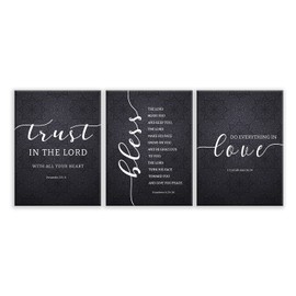 Dazingart Bible Verse Wall Art, Gallery Set of 3 Prints, Be Still, Love is Patient, I am With You Always, Scripture Art For Christian Decor (lord, Large)