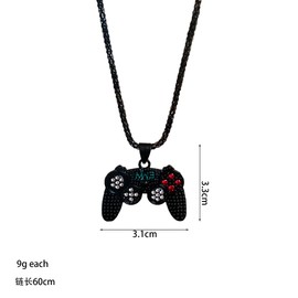 Seakuur Necklace from Mom Grandma Colorful Crystal Punk Hip Hop Game Controller Console Handle Pendant Necklace Friendship Jewelry (Black)