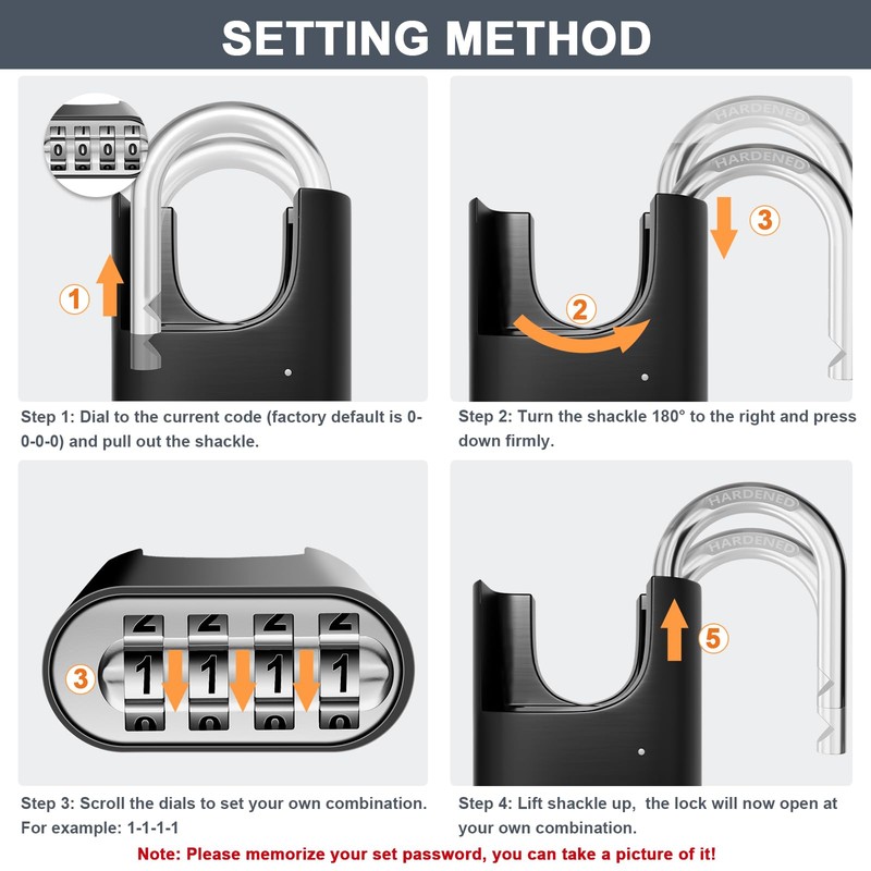 ZHEGE Outdoor Combination Padlock, 4 Digit Padlocks with Code, Heavy