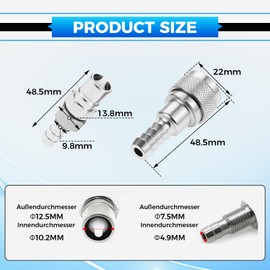 Mtsooning Außenbord-Kraftstoffanschluss, Kraftstoffleitungsanschluss Männlich Weiblich 3B2 70250 für Außenborder 2 4-Takt-Motoren 5 PCS Bis 90 PCS, mit Mutter