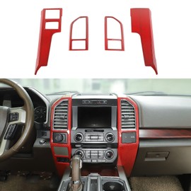 Car Central Console Panel Bezel Air Outlet Vent Decoration Cover Trim for Ford F150 2015-2020 (Red Carbon Fiber)