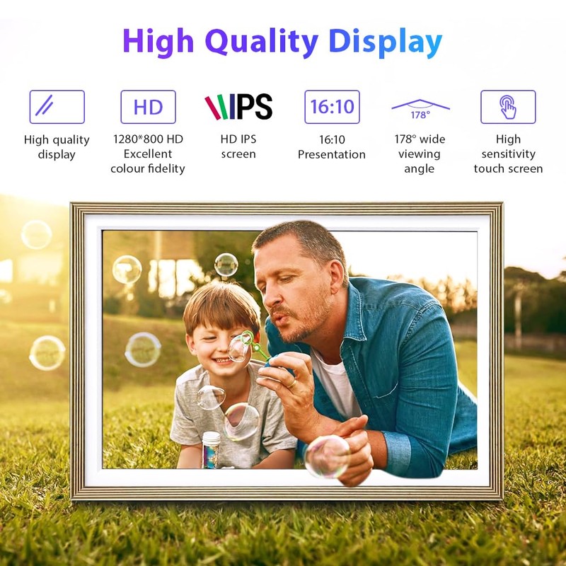 Digital Picture Frame 32 GB 10.1 Inch WiFi Touchscreen Digital