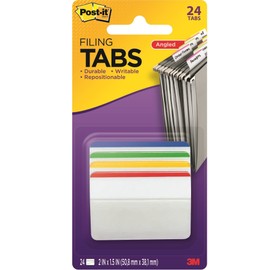 Post-it Index Strong Filing Tabs - Solid Assorted Colour (Pack of 24)