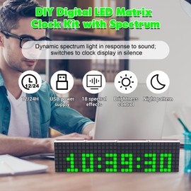 PEMENOL 6-Digit Digital Clock Soldering Kit, DIY Electronic Clock with 18 LED Spectrum Effects SMD Soldering Project Kit Support Brightness Adjustment for Christmas School Soldering Practice