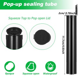 100Pcs Plastic King-Size Tube with Cap Black Pop Top Storage Tubes Medical Bottles 116mm Tubes Child Resistant Tube Container Holder Waterproof BPA Free